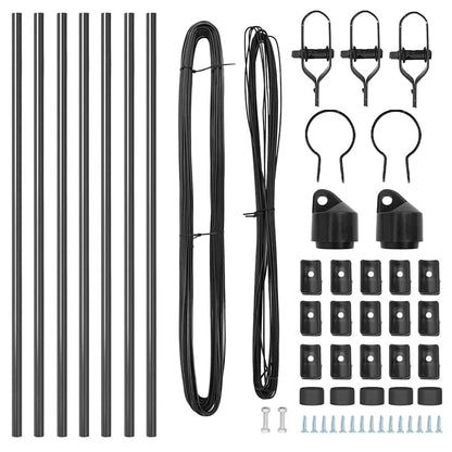 Embedded Fence Post 7 pcs Grey Powder-Coated Steel