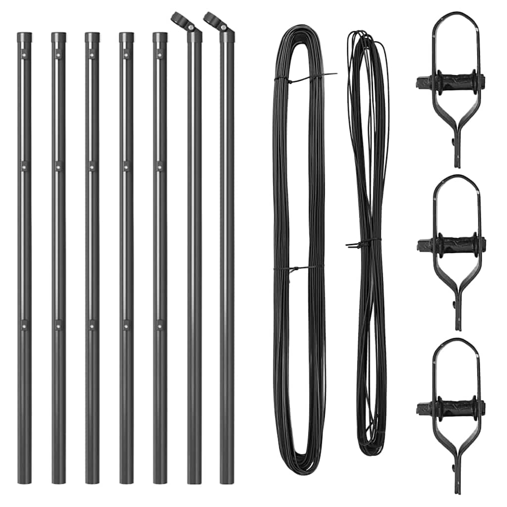 Embedded Fence Post 7 pcs Grey Powder-Coated Steel