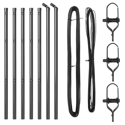 Embedded Fence Post 7 pcs Grey Powder-Coated Steel