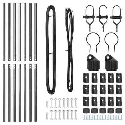 Embedded Fence Post 7 pcs Grey Powder-Coated Steel