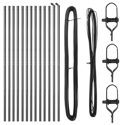 Embedded Fence Post 13 pcs Grey Powder-Coated Steel