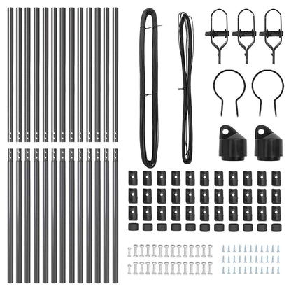 Embedded Fence Post 13 pcs Grey Powder-Coated Steel