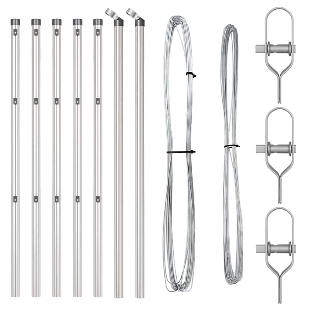 Embedded Fence Post 7 pcs Silver Powder-Coated Steel
