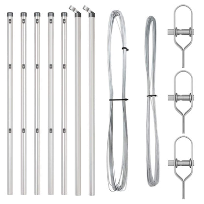 Embedded Fence Post 7 pcs Silver Powder-Coated Steel