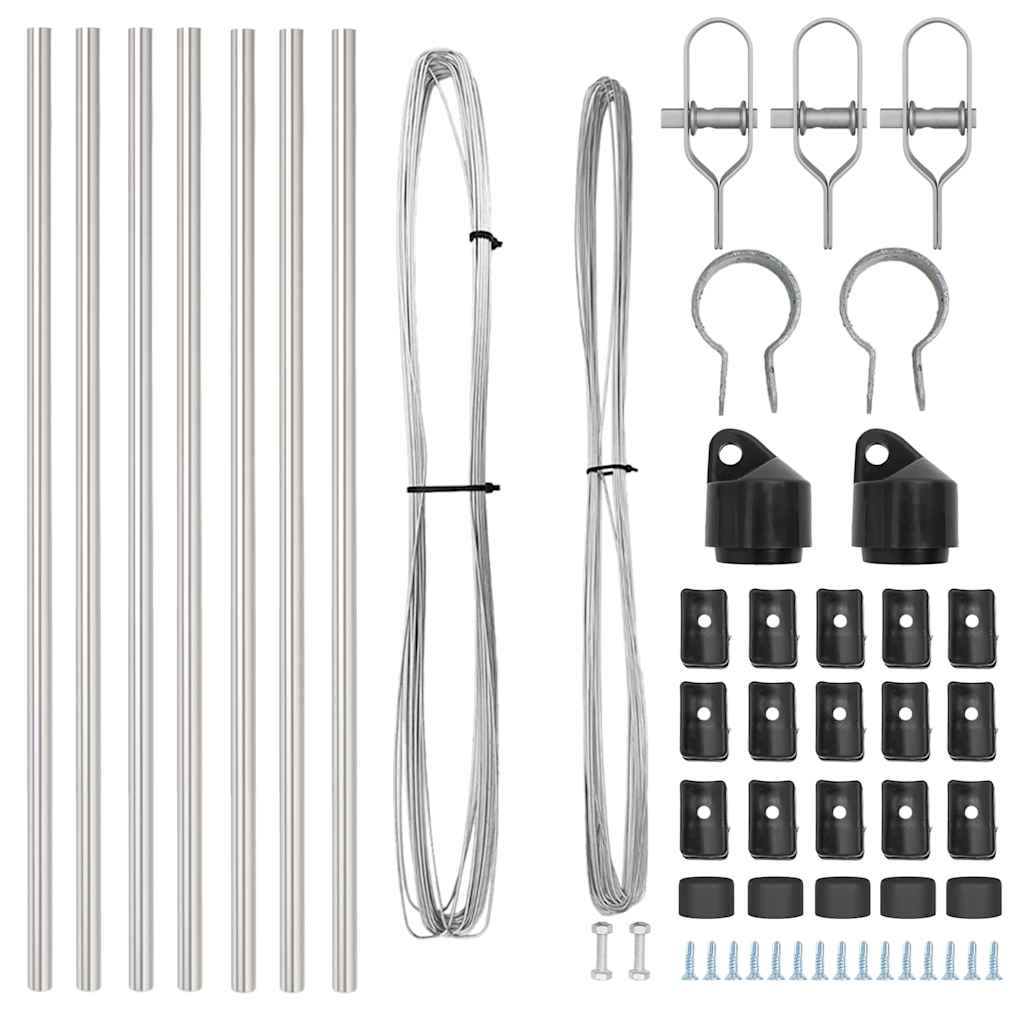 Embedded Fence Post 7 pcs Silver Powder-Coated Steel