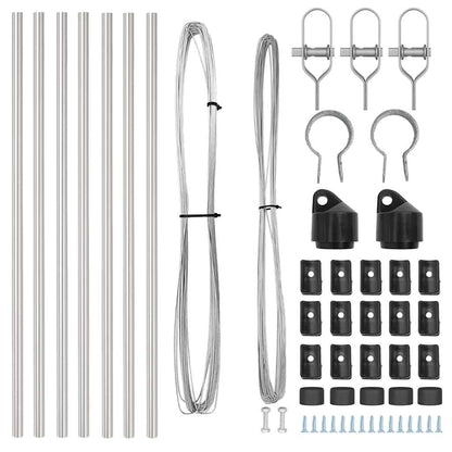 Embedded Fence Post 7 pcs Silver Powder-Coated Steel