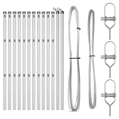 Embedded Fence Post 13 pcs Silver Powder-Coated Steel