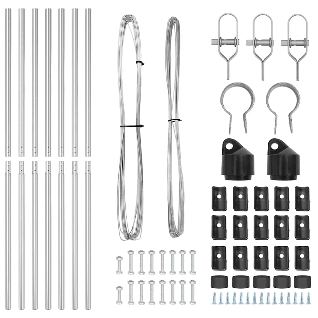 Embedded Fence Post 7 pcs Silver Powder-Coated Steel