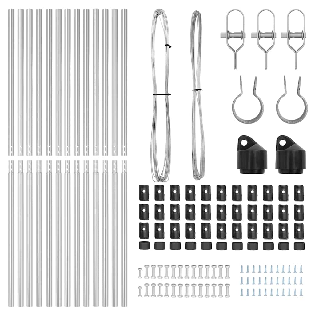 Embedded Fence Post 13 pcs Silver Powder-Coated Steel