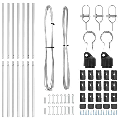 Embedded Fence Post 7 pcs Silver Powder-Coated Steel