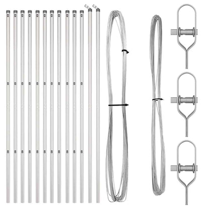 Embedded Fence Post 13 pcs Silver Powder-Coated Steel