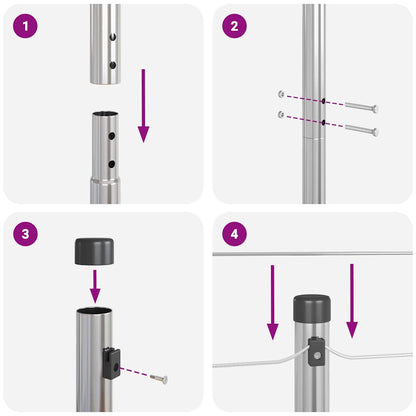 Embedded Fence Post 13 pcs Silver Powder-Coated Steel