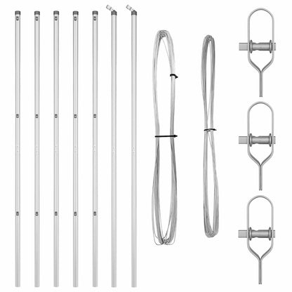 Embedded Fence Post 7 pcs Silver Powder-Coated Steel