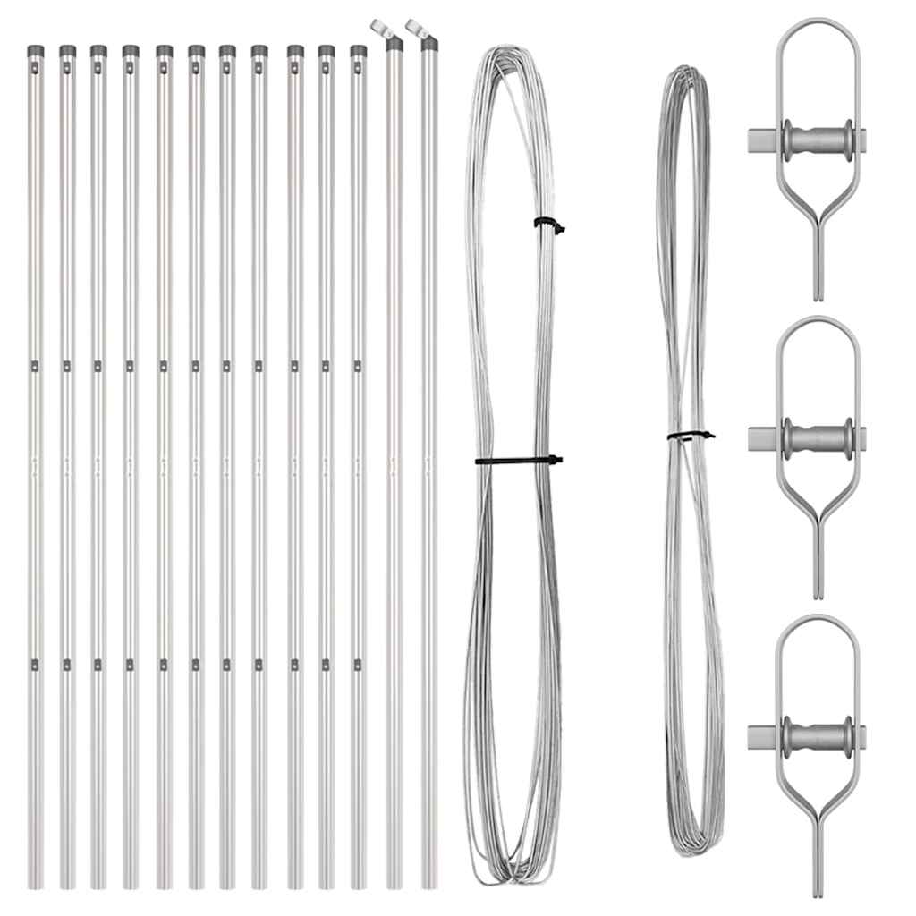 Embedded Fence Post 13 pcs Silver Powder-Coated Steel