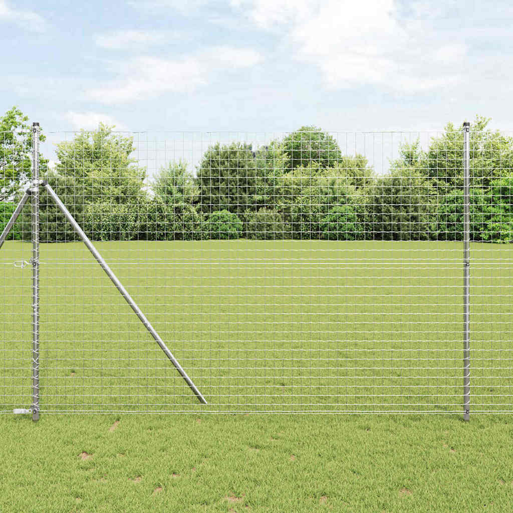 Embedded Fence Post 7 pcs Silver Powder-Coated Steel