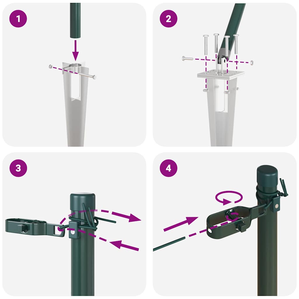 Fence Post 13 pcs Green Steel