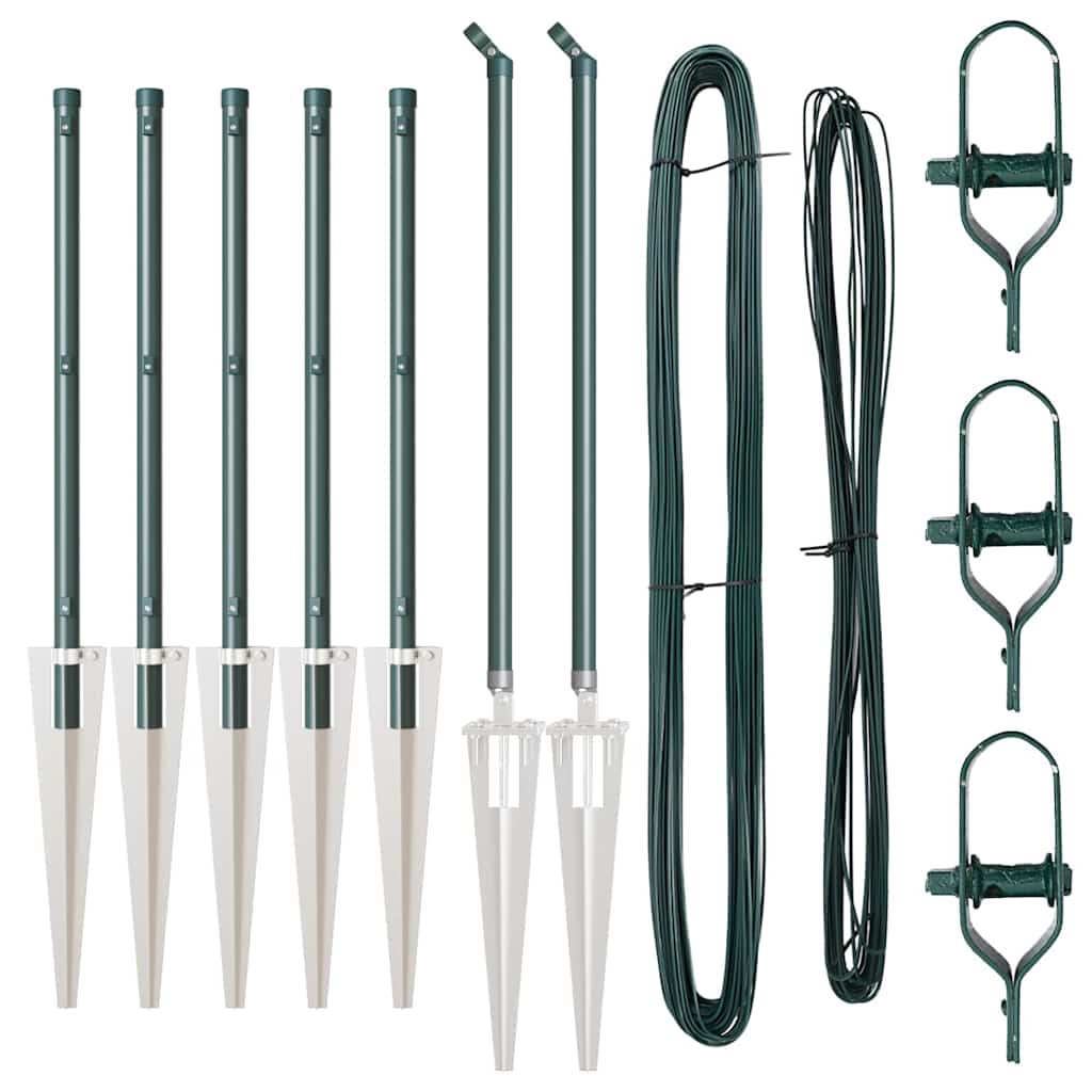 Fence Post 7 pcs Green Steel