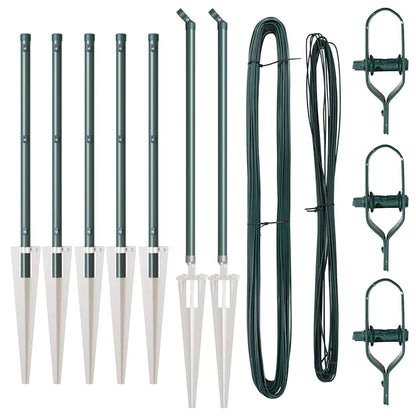 Fence Post 7 pcs Green Steel