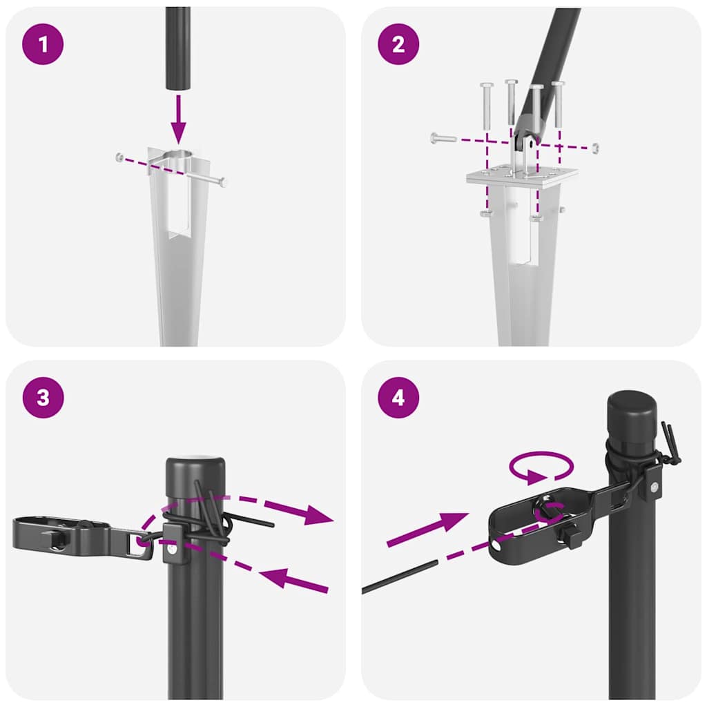 Fence Post 13 pcs Grey Steel