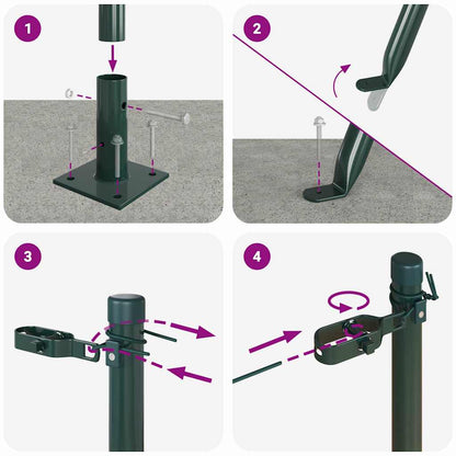 Fence Post 13 pcs Green Steel