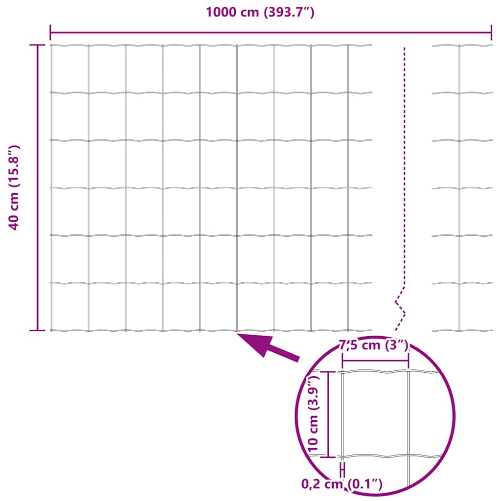 Euro Fence 0.4 x 10 m PVC-coated iron