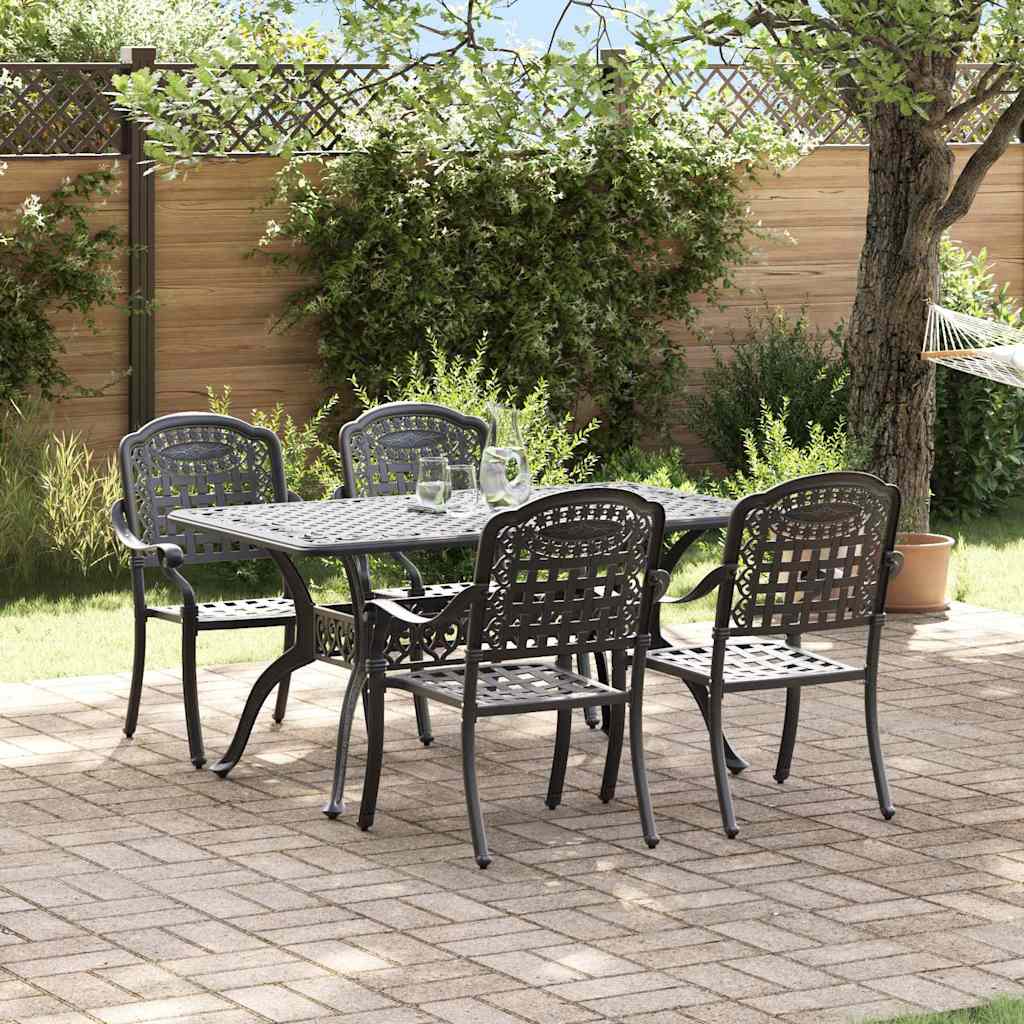 Garden Dining Set 5 pcs Black Aluminium