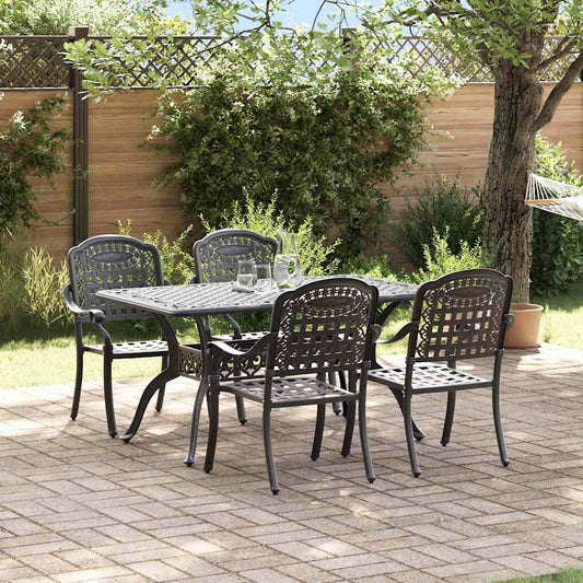 Garden Dining Set 5 pcs Black Aluminium