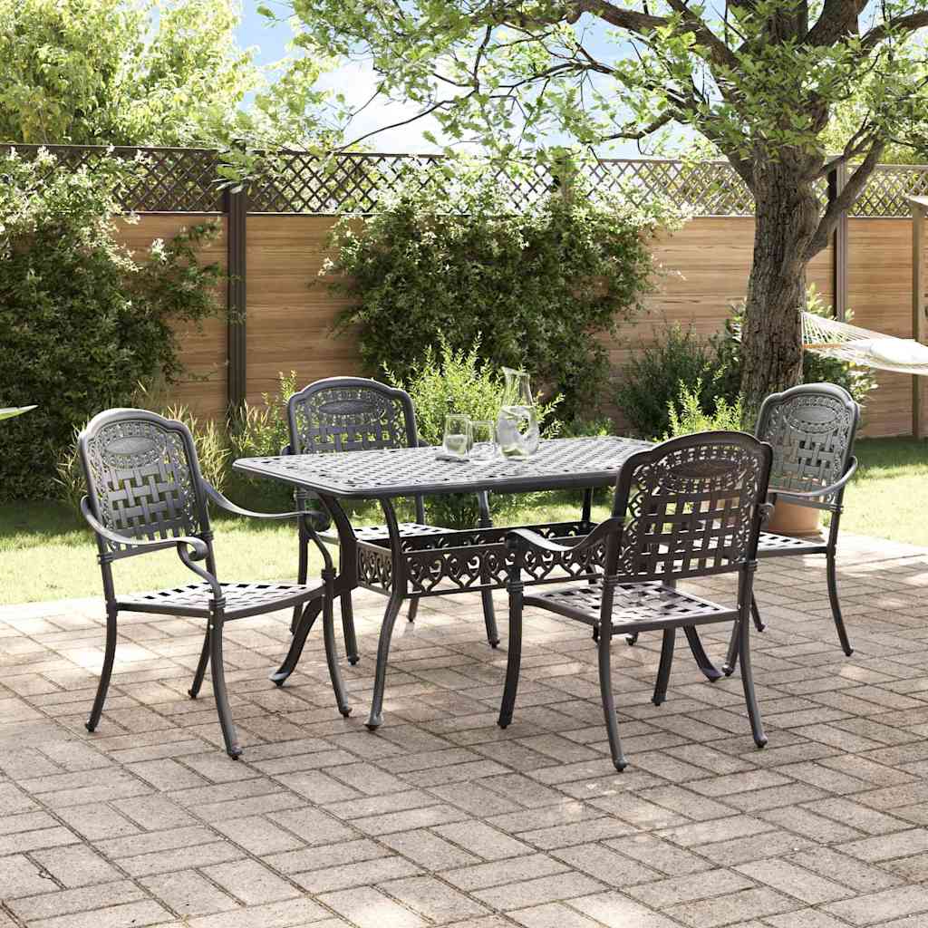 Garden Dining Set 5 pcs Black Aluminium