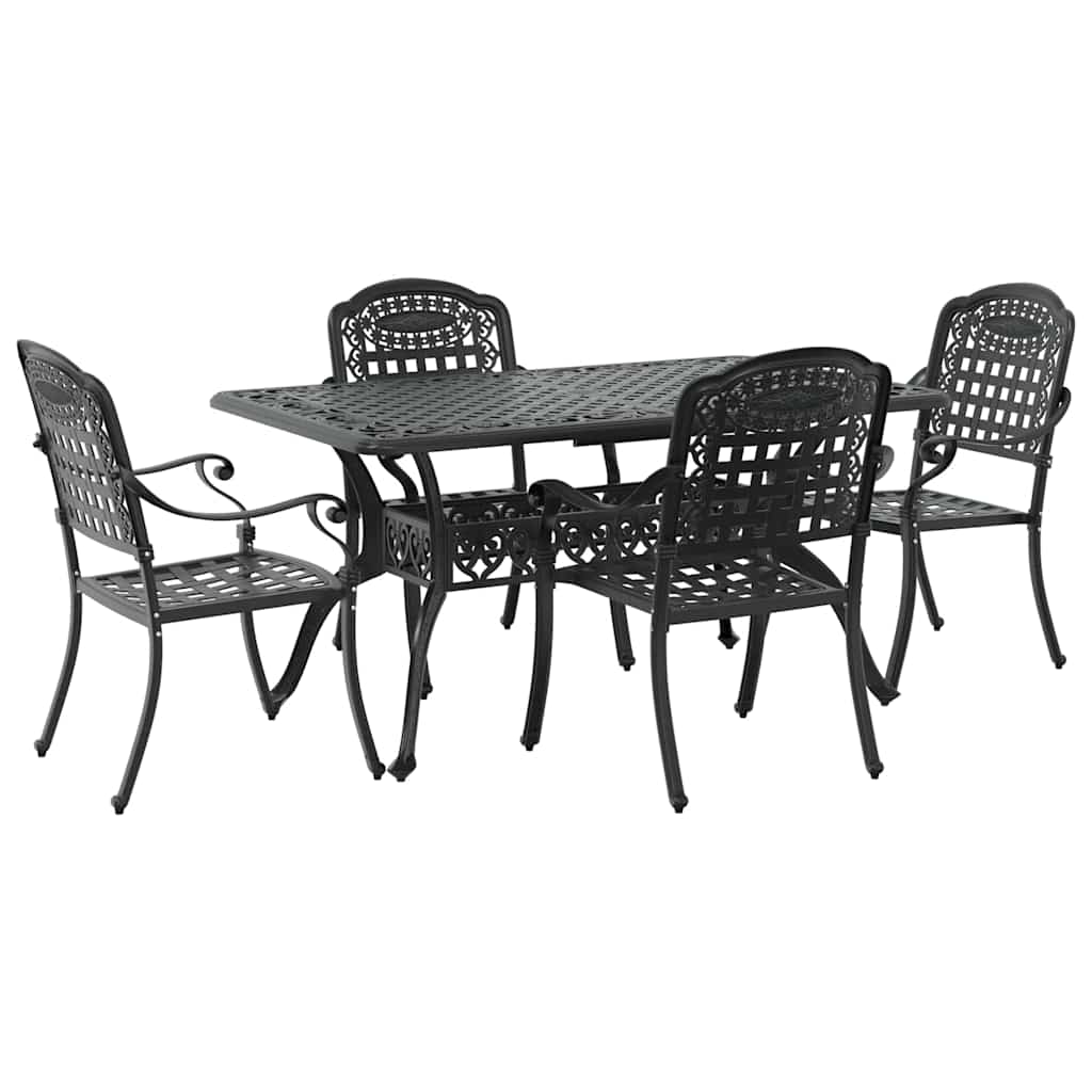 Garden Dining Set 5 pcs Black Aluminium