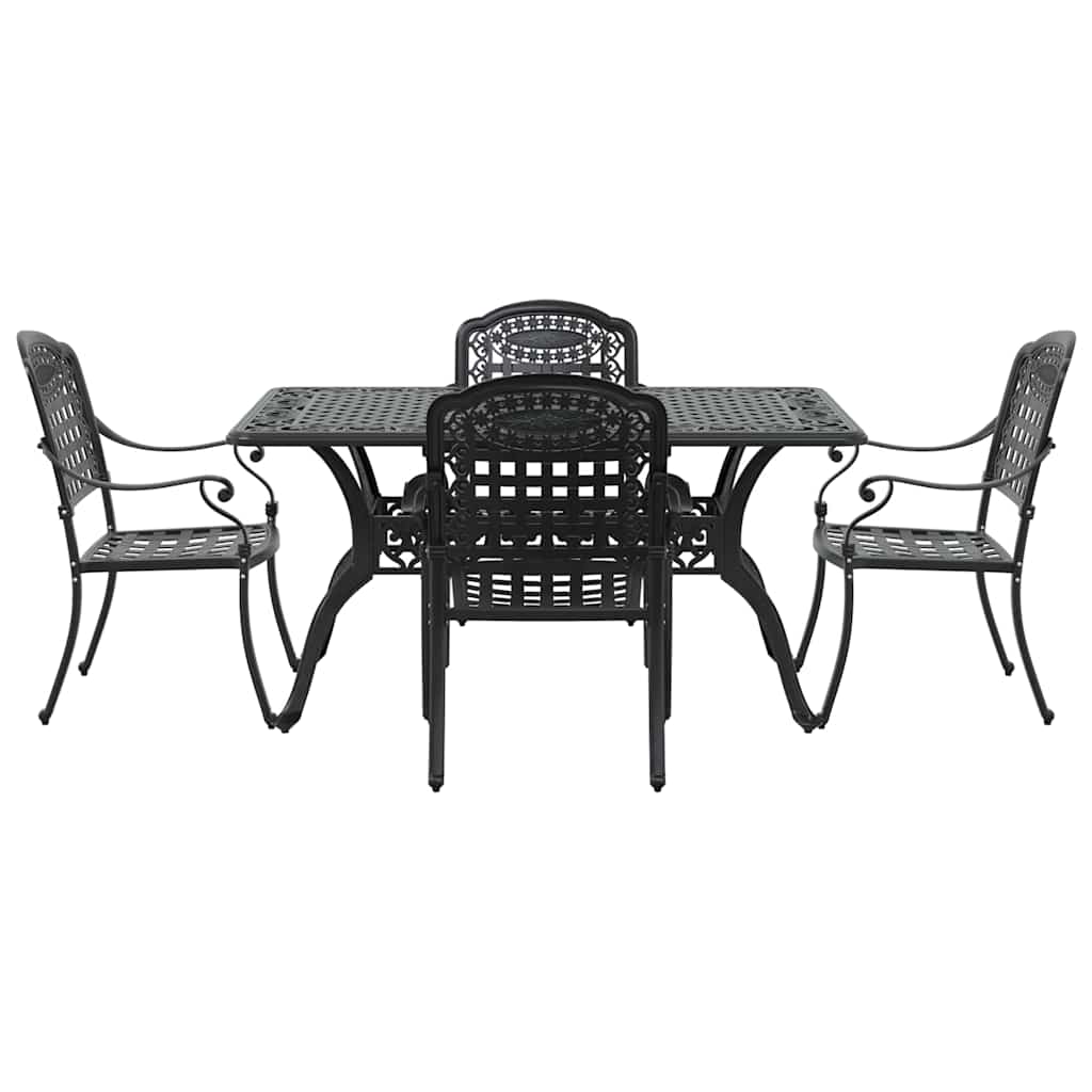 Garden Dining Set 5 pcs Black Aluminium