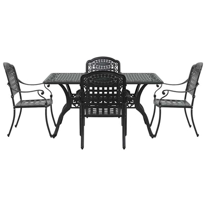 Garden Dining Set 5 pcs Black Aluminium