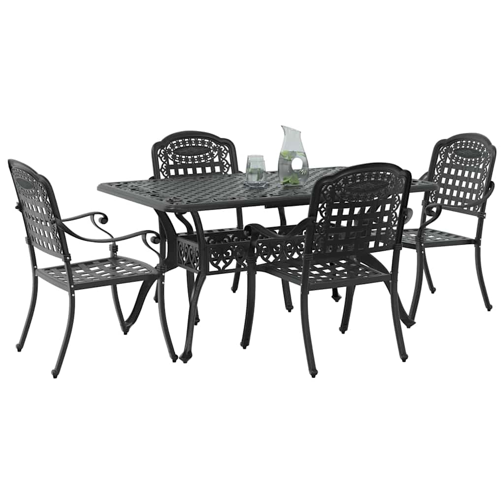 Garden Dining Set 5 pcs Black Aluminium