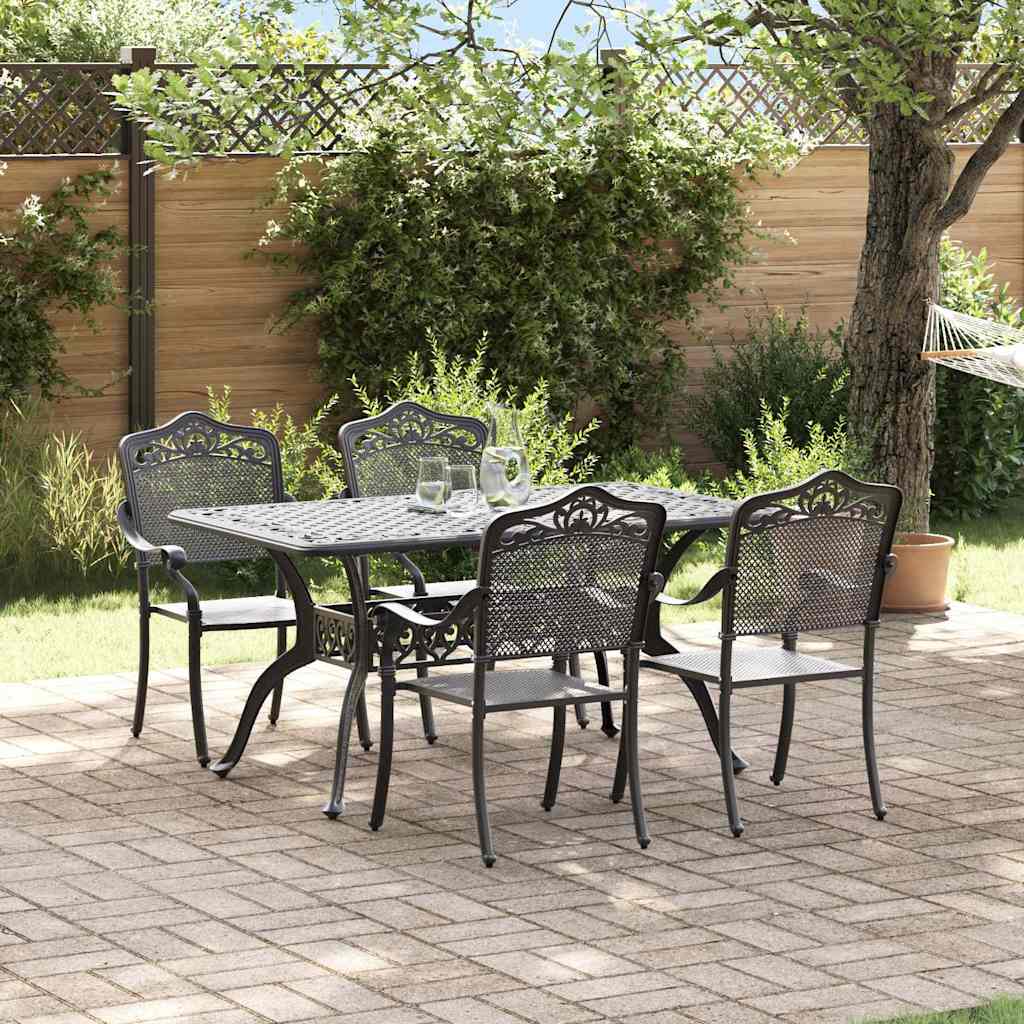 Garden Dining Set 5 pcs Black Aluminium