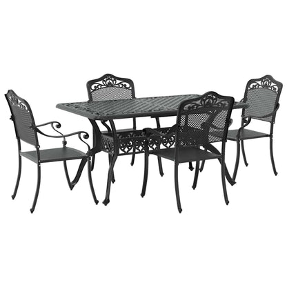 Garden Dining Set 5 pcs Black Aluminium