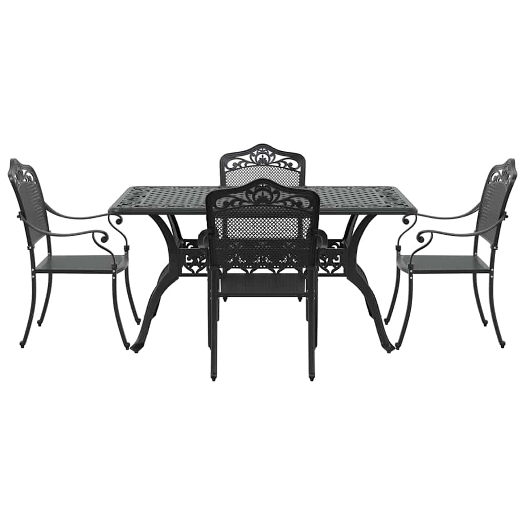Garden Dining Set 5 pcs Black Aluminium