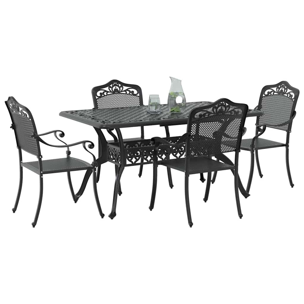 Garden Dining Set 5 pcs Black Aluminium