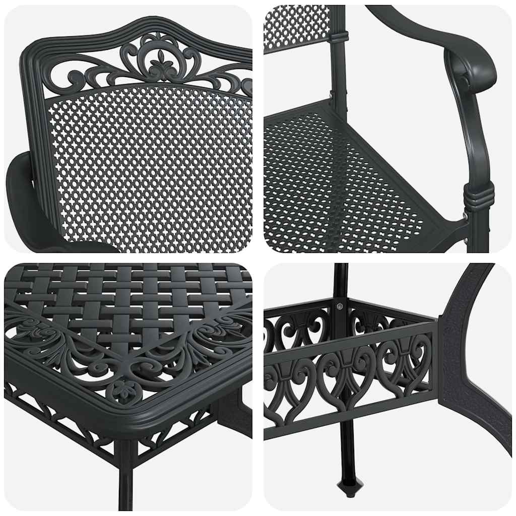 Garden Dining Set 7 pcs Black Aluminium