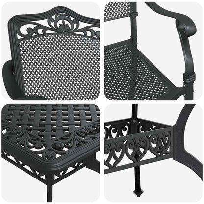 Garden Dining Set 7 pcs Black Aluminium
