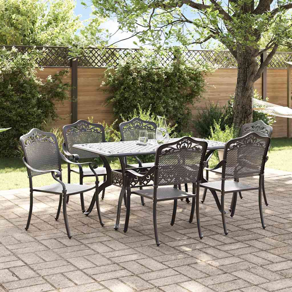 Garden Dining Set 7 pcs Black Aluminium
