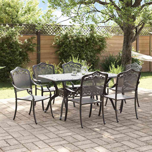 Garden Dining Set 7 pcs Black Aluminium