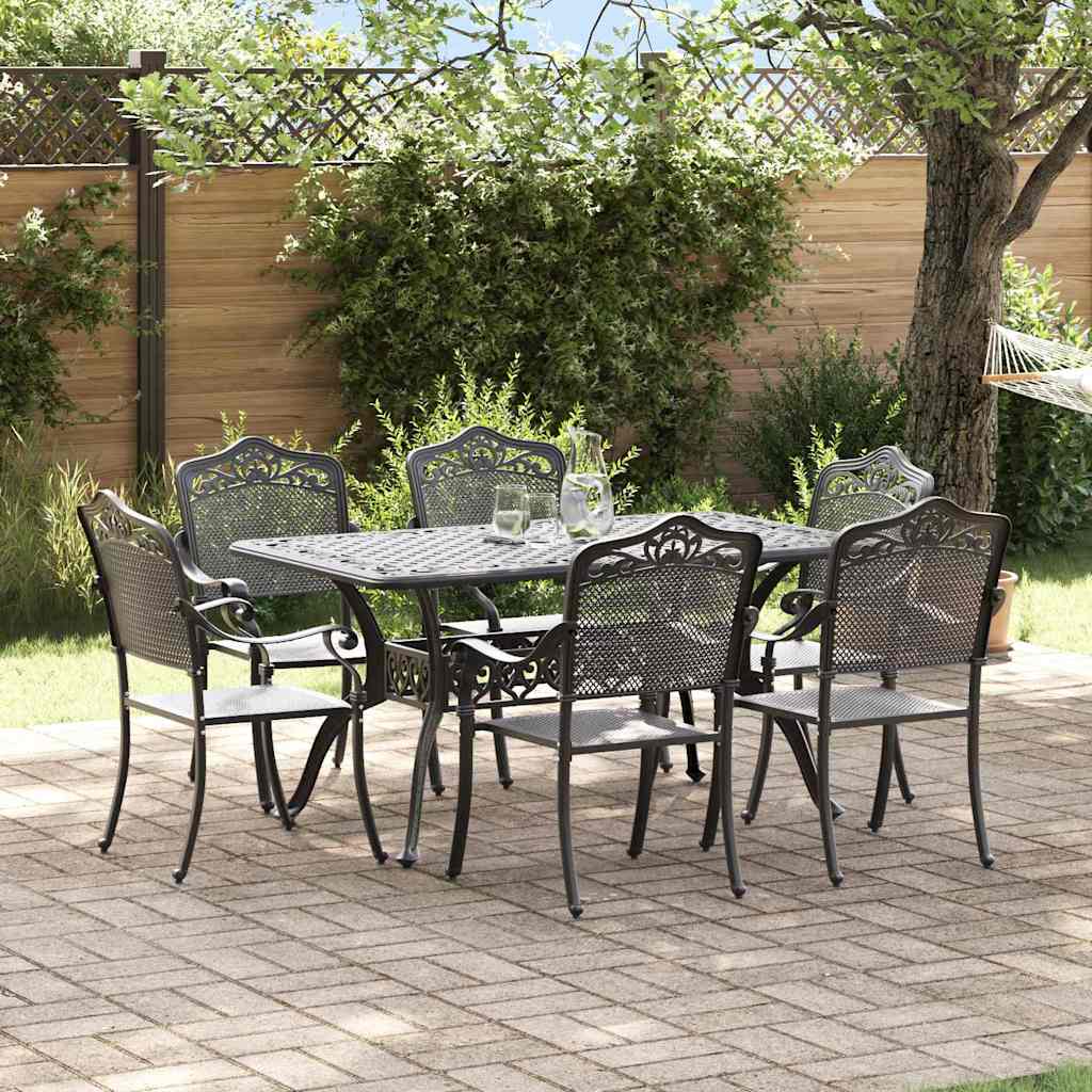 Garden Dining Set 7 pcs Black Aluminium