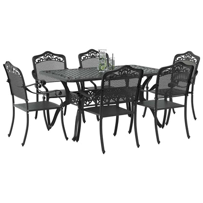 Garden Dining Set 7 pcs Black Aluminium