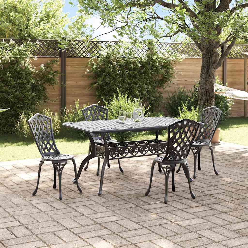 Garden Dining Set 5 pcs Black Aluminium