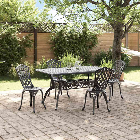 Garden Dining Set 5 pcs Black Aluminium