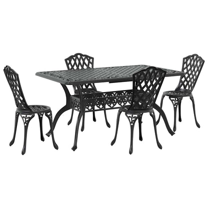 Garden Dining Set 5 pcs Black Aluminium