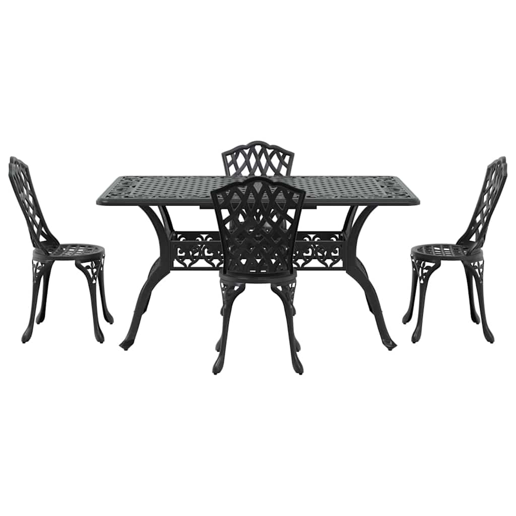 Garden Dining Set 5 pcs Black Aluminium