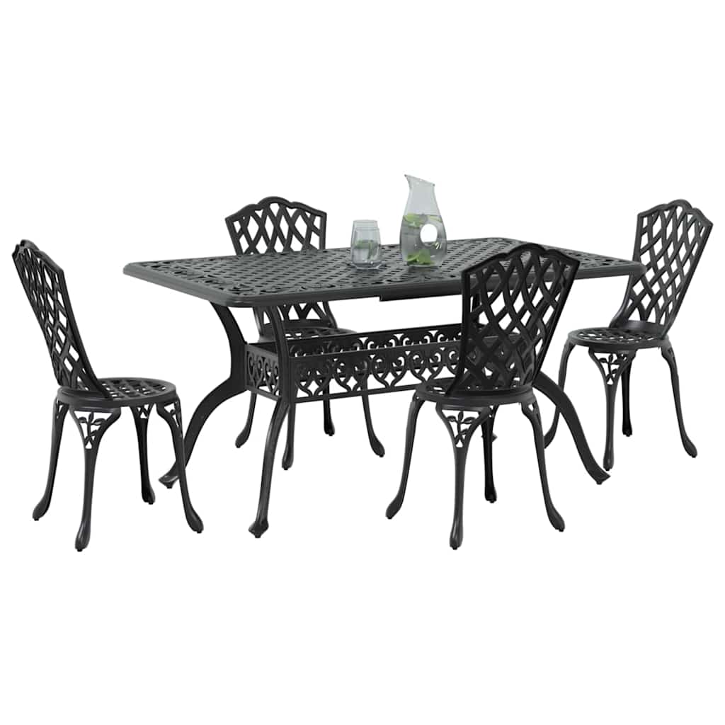 Garden Dining Set 5 pcs Black Aluminium