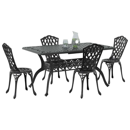 Garden Dining Set 5 pcs Black Aluminium