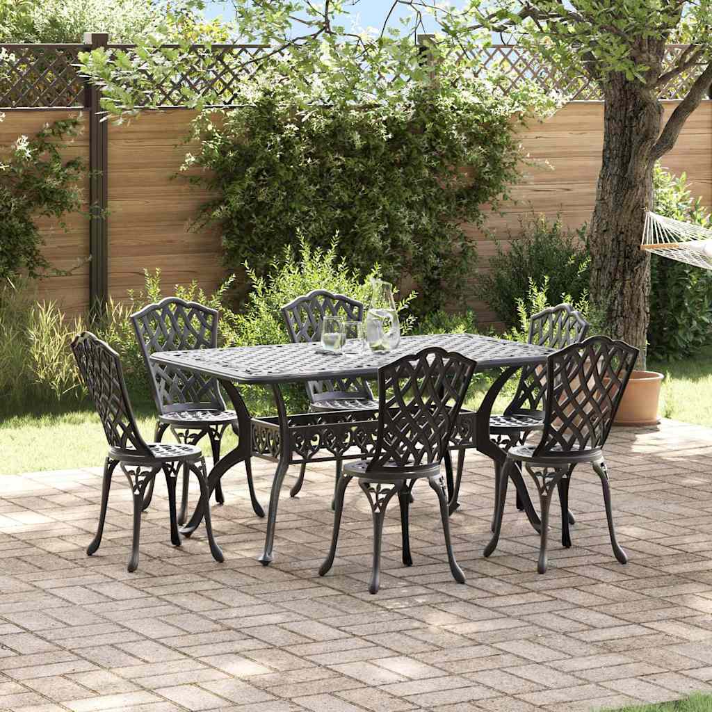 Garden Dining Set 7 pcs Black Aluminium