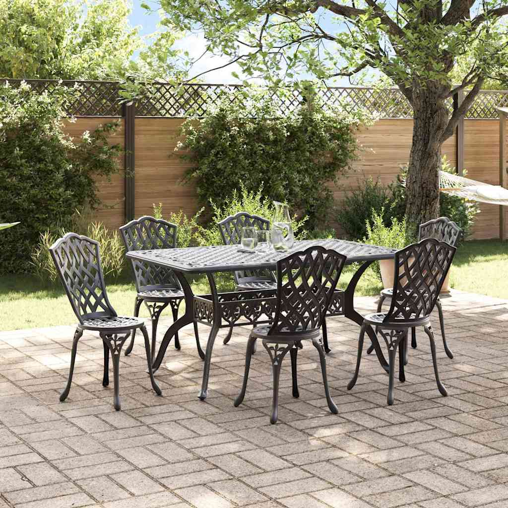 Garden Dining Set 7 pcs Black Aluminium